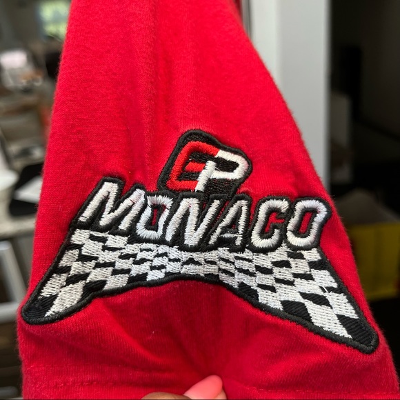 Monaco Grand Prix Racing Team Embroidered Red Tshirt Men’s Size Medium. RARE - Picture 7 of 8